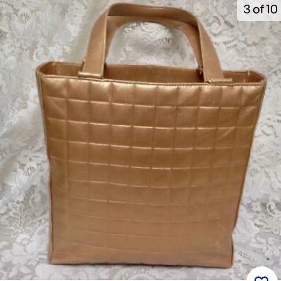 Authentic Chanel Gold Lambskin Chico Bar Handbag 11.5in x 11in x 3in - Picture 3 of 10